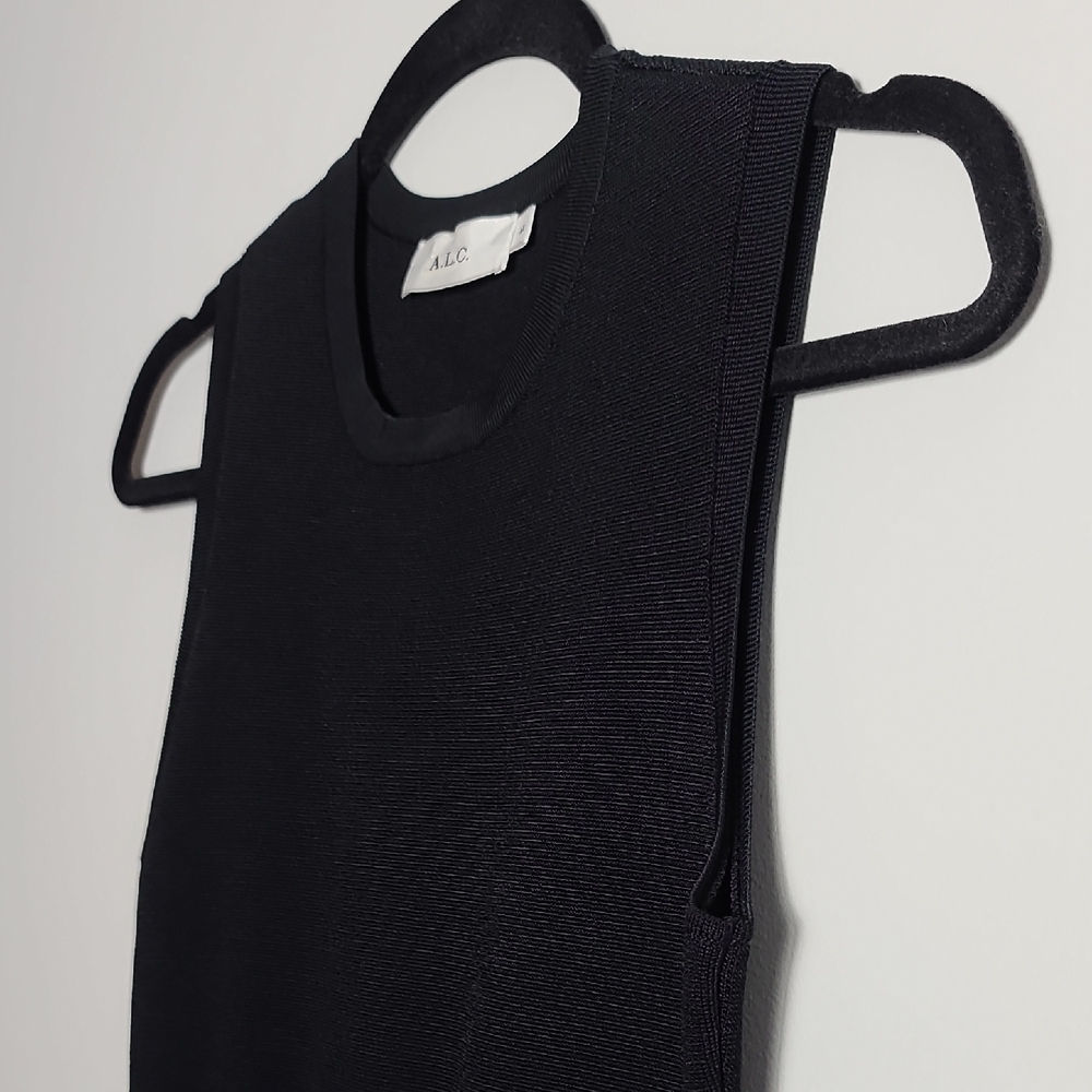 A.L.C. Black Sleeveless Crewneck Fit And Flare Dress In Black and White Size Med - Picture 14 of 16
